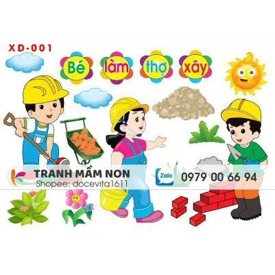 Decal mầm non-GÓC XÂY DỰNG Khổ to 127x80 | Lazada.vn