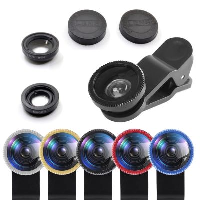 3 in 1 Fisheye lens 0.67x Wide Angle Zoom With Clip Universal Macro Mobile Phone Lenses Fish Eye Phone Lens For All Smart Phones