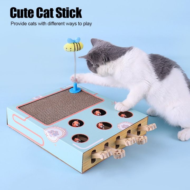 3-in-1ลูกแมวแท่งแมวน่ารักโดนโกเฟอร์เขาวงกตกล่องเกมโต้ตอบการศึกษาด้วยการไล่ล่าหนูของเล่นแมวไล่ล่า