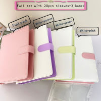 Sharkbang แหวน A5 Colorblock PU Binder รวบรวมหนังสือครบชุดพร้อมแขนเติม20ชิ้น,ชุดของขวัญกระดาน2ชิ้น Photocards Album