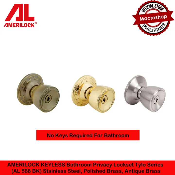 Amerilock Keyless Door Knob For Bathroom Privacy Lockset Tylo Series Al Bk Stainless Steel