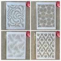 4Pcs A4 29cm 3D Wavy Round Texture DIY Layering Stencils Wall Painting Scrapbook Coloring Embossing Album Decorative Template Rulers  Stencils