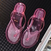 【CW】 Women  39;s Summer Slippers Transparent Beach Sandals Jelly crystal Flip Flops Wear Flat Slippers Outside Size 36-40