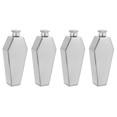 4X Mini Hip Flask 100ML Personalized Coffin Shape Stainless Steel Portable Flagon Wine Pot Bar Supplies Mens Gift