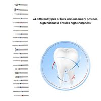 24Pcs Carborundum ขัดเจาะ Bits 10ประเภทสำหรับขัดฟันเจาะ Bits, High Speed Diamond Burs Sanding อุปกรณ์เสริม