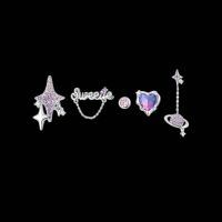 [COD] sweetheart personality four-pointed star earrings female heart sweet and cool style niche design of high-end