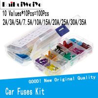 100Pcs/Lot Car Fuses 2A 3A 5A 7.5A 10A 15A 20A 25A 30A 35A Amp with Box Clip Assortment Fuse Set Truck 10 Values Electrical Circuitry Parts