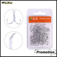 WUXU 2pcs จิ๊กเสียงแหลม ตะขอเบ็ดตกปลา อุปกรณ์ตกปลาแท็กเกิล นิกเกิลสีขาว ตะขอเหล็กคาร์บอนสูง ของใหม่ ความคมชัดสูง ตะขอยึดสามตัวสำหรับตกปลา กิจกรรมกลางแจ้งกลางแจ้ง