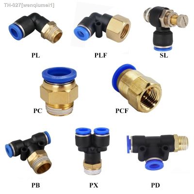 ○ 1Pcs Pneumatic Air Connector Fitting PC PCF PL PLF 4mm 6mm 8mm 10mm Thread 1/8 1/4 3/8 1/2 Hose Fittings Pipe Quick Connectors