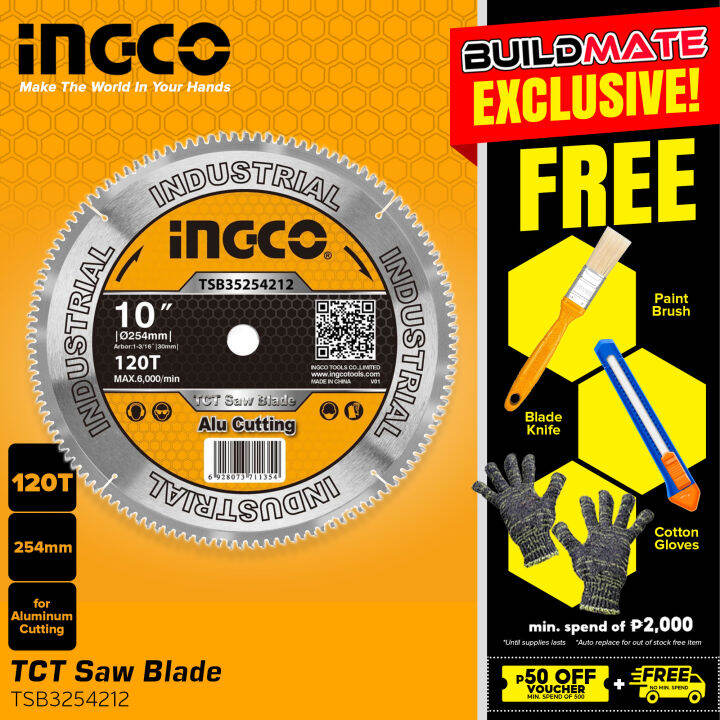 INGCO Industrial 120T TCT Saw Blade For Aluminum Carbide Tip Cutting 10