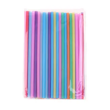 Color Disposable Flat Mouth Thick Straws 11 X 210 Mm Straight Tube 100 Packs