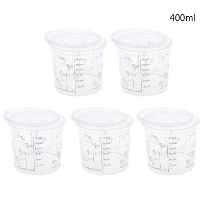 Calibrated Mixing Ratios Disposable Clear Graduated Plastic Mixing Cups for Paint UV Resin Epoxy 400ml Measuring Ratios