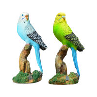 2pcs Colorful Standing On Tree Various Scenes Yard Lawn Lifelike Birds Lovers Bright Tropical Outdoor Garden Decor Patio Parrot Statues