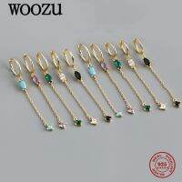 【HOT】 WOOZU Real 925 Sterling Minimalist Colourful Drop Earrings Gothic Jewelry Gifts