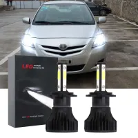 หลอดไฟหน้า LED 6000K สีขาว สําหรับ Toyota Vios 2003-2013 2 ชิ้น รับประกัน 10 เดือน