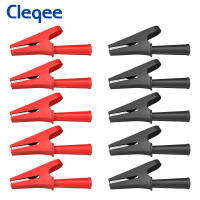 【YY】Cleqee 10PCS 30A Fully Insulated Alligator Clip with 4mm Jack Safety Crocodile Clamps for Banana Plug or Welding P2002.10L