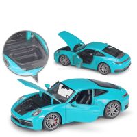 โมเดลรถสีฟ้า1:24ปอร์เช่911 GT3 RS รถโลหะผสมรถจำลองโมเดลของเล่นเด็กหล่อขึ้นรูปของขวัญของสะสม