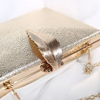 Luxy Moon Womens Wedding Clutch Bag Gold Purse Ladies Handbag Party Purse for Bridal Metal Leaf Lock Shoulder Bag