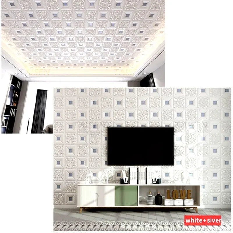 Ready Stock ! Roof Decoration 3D Wallpaper 35x35cm Wall Sticker,Ceiling  Living Room,Bedroom Roof Wallpapers | Lazada