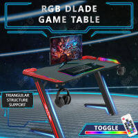 SEEU  โต๊ะเกมมิ่ง โต๊ะคอมพิวเตอร์ RGB Game table มีรูปทรงขาY โต๊ะเกม มีไฟ RGB มีไฟ LEDสวย ไม่แสบตา หน้าโต๊ะหุ้มคาร์บอน 3D หน้ากว้าง 120cm Computer Desk