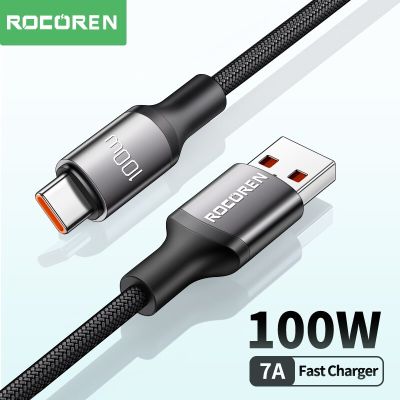 Rocoren 100W USB Type C Cable For Xiaomi 13 Huawei Redmi Note 12 Pro Realme 7A Fast Charging Cable Super Charge USBC Wire Cord Docks hargers Docks Cha