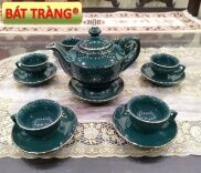 BỘ ẤM CHÉN VIỀN VÀNG ĐẸP CAO CẤP ẤM TRÀ GỐM SỨ BÁT TRÀNG ĐẸP TỐT -Hưng Dung