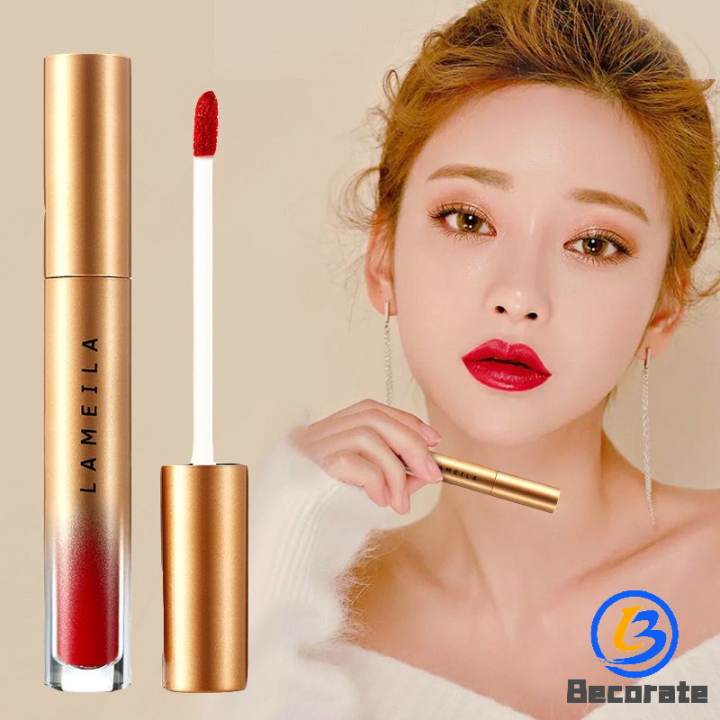 BECORATE Lip Gloss Makeup Tools Velvet Lip Glaze Waterproof Long