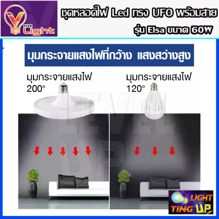 ยกเซ็ท-10-ชุด-หลอดไฟ-ufo-led-แสงสีขาว-daylight-ufo-60-วัตต์-หลอดไฟled-ทรงกลม-มีให้เลือก-60w-สว่างมาก-ประหยัดไฟ-ทนทาน-น้ำหนักเบา-ขั้วเกลียว-e27-ไม่กินไฟ-ถนอมสายตา-พร้อมสายไฟ-5-เมตร