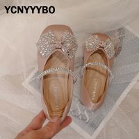 【Love ballet】เด็กเจ้าหญิงรองเท้าเด็กสาวยี่ห้อแฟลตบัลเล่ต์เด็กโบว์ Rhinestone รองเท้าเด็กวัยหัดเดินรองเท้าชุดเต้นรำแมรี่เจนสำหรับฤดูใบไม้ร่วง