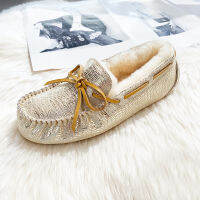 High Quality 100 Natural Fur Genuine Leather Women Flat Shoes New Fashion Women Moccasins Casual Loafers Plus Size Winter shoes