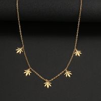 Stainless Steel Necklaces Maple Leaf Amulet Gold Color Multi-accessory Pendant Simple Chain Necklace For Women Jewelry Gifts NEW