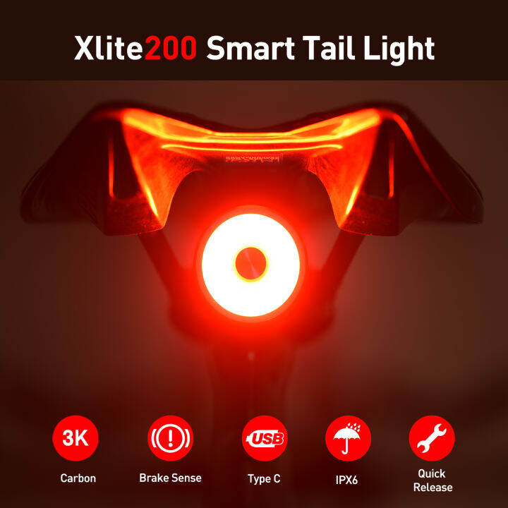 Enfitnix Bike Brake Taillight Carbon Fiber Smart Bicycle Rear Light
