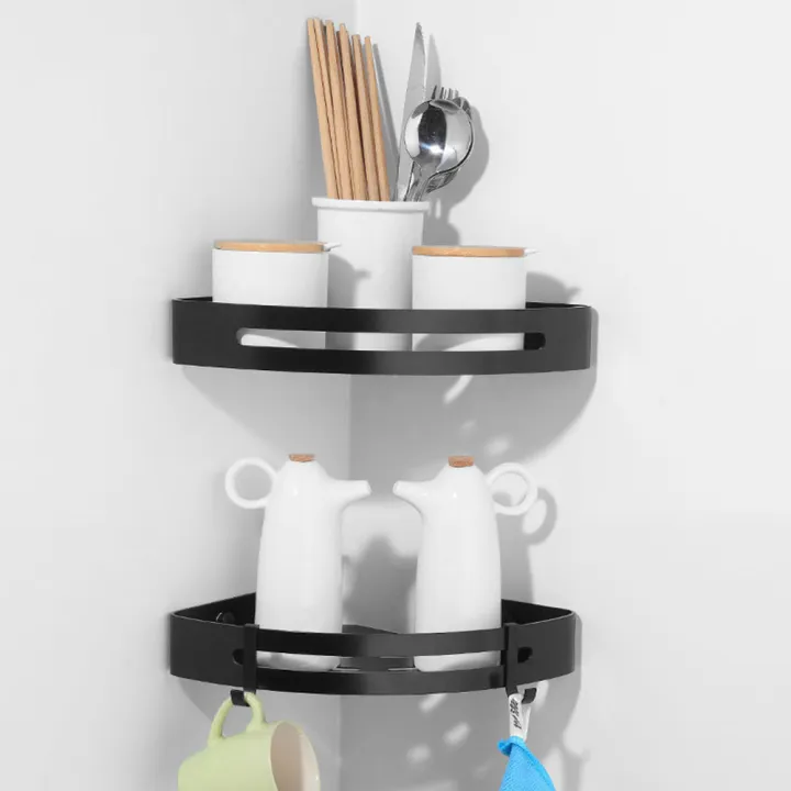Bathroom Shelf Organizer Shower Storage Rack Black Corner Shelves Wall
