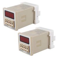 2Pcs DH48S-1Z Digital LED Time Relay Programmable Timer Switch 0.01S-99H AC 220V with Socket Base