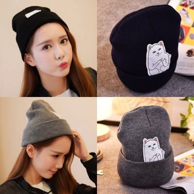 หมวกไหมพรม_แมว Cap_Hat หมวกหน้าหนาว พร้อมส่ง