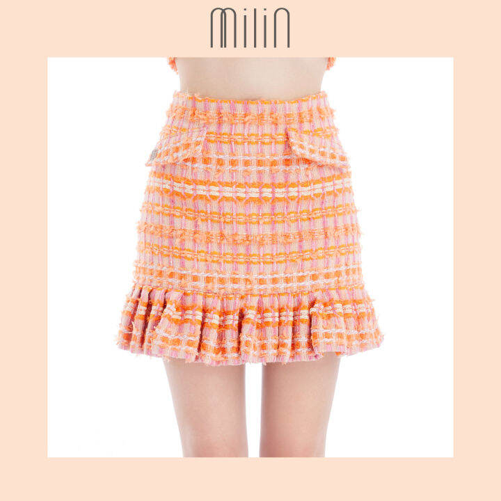 milin-fitted-silhouette-high-waist-ruffle-tweed-mini-skirt-กระโปรงสั้นเอวสูงทรงเข้ารูปผ้าทวีดแต่งระบาย-41-ginger-skirt