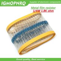 100pcs Metal film resistor Five color ring Weaving 1/4W 0.25W 1% 1.8K 1.8K ohm 1.8Kohm