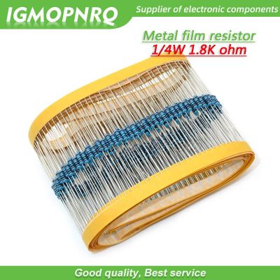 100pcs Metal film resistor Five color ring Weaving 1/4W 0.25W 1% 1K8 1K8 ohm 1K8ohm