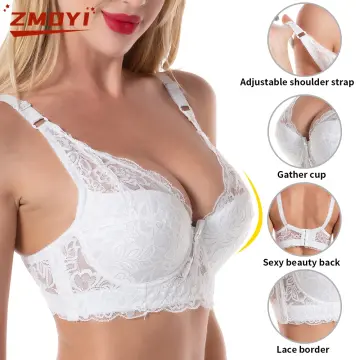 Women's Adjustable Strap Underwire Bra European and American Solid Color  Sexy Lace Ultra Thin Large Size EF Large Cup Bra