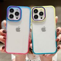 เคสโทรศัพท์โลหะไฮบริดไล่สีหลากสี,สำหรับ iPhone 13 Pro สูงสุด12 11เคสกันกระแทกป้องกันเลนส์