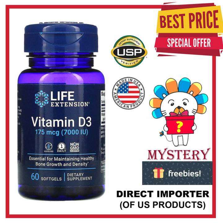 Life Extension, Vitamin D3, 175 mcg (7,000 IU), 60 Softgels Lazada PH