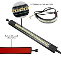 LED ไฟท้ายแถบรถจักรยานยนต์ LED ขยาย S Addlebag เครื่องหมายด้านข้างแสงรถจักรยานยนต์แถบแสงสีขาวและสีเหลืองสองสี