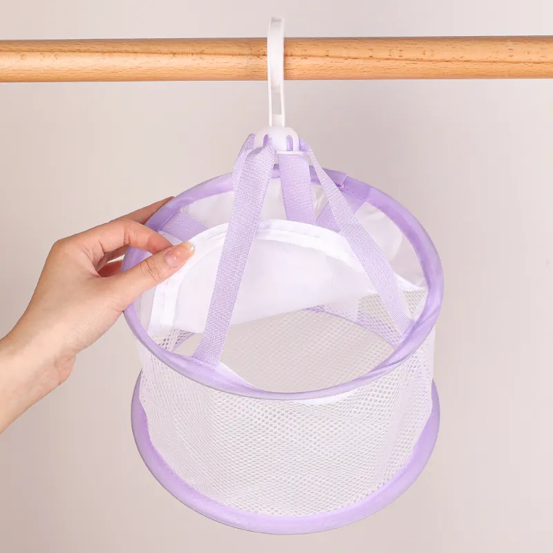 Laundry Drying Basket Bathroom Hanging Basket Beauty Egg Drying Net Bag 360  Degree Rotate Hangable Makeup Brush Storage Rack