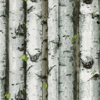 ♟ Forest Birch Tree Wood Peel And Stick Wallpaper Removable Grey/Brown/Green Vinyl Self Adhesive Wallpaper For Cabinet Decoration