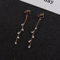 JIOFREE Fashion charm long Crystal Rhinestone Statement Clip on Earrings Without Pierced for Grils Wedding Jewelry