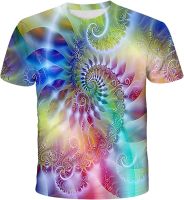 NA Mens 3D Digital ABswirl Printed Round Collar Short Sleeve T-Shirt