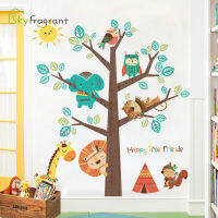 Large Cartoon Wall Stickers Kids Room Background Wall Decor Animals Tree Sticker Baby Bedroom Decor Self-adhesive Home. Decor.