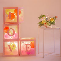 1Pc Kid Birthday Balloon Packing Gift Boxes Letter A-Z Transparent Box Square Cube Wedding Baby Shower Birthday Party Decoration
