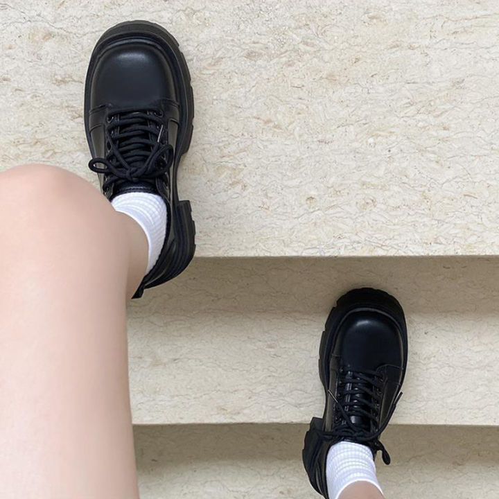 รองเท้าหนังใหม่ของผู้หญิงรองเท้า-oxford-หนังเทียมสีดำและสีขาวสะดวกสบายรองเท้าหนังเล็ก-ๆ