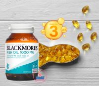 Blackmores Fish Oil 1000mg. (80แคปซูล) แบลคมอร์ส ฟิช ออยล์ น้ำมันปลา (ผลิตภัณฑ์เสริมอาหาร) 1ขวด/แคปซูล